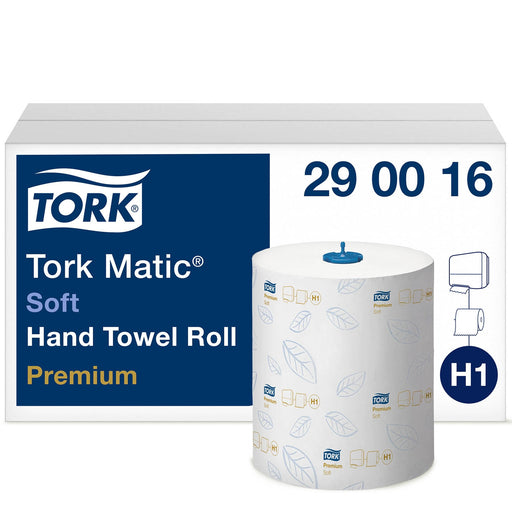 Light Gray Tork Matic Premium Soft Hand Towel Roll White 2Ply - 100mtrs - Case of 6 Rolls
