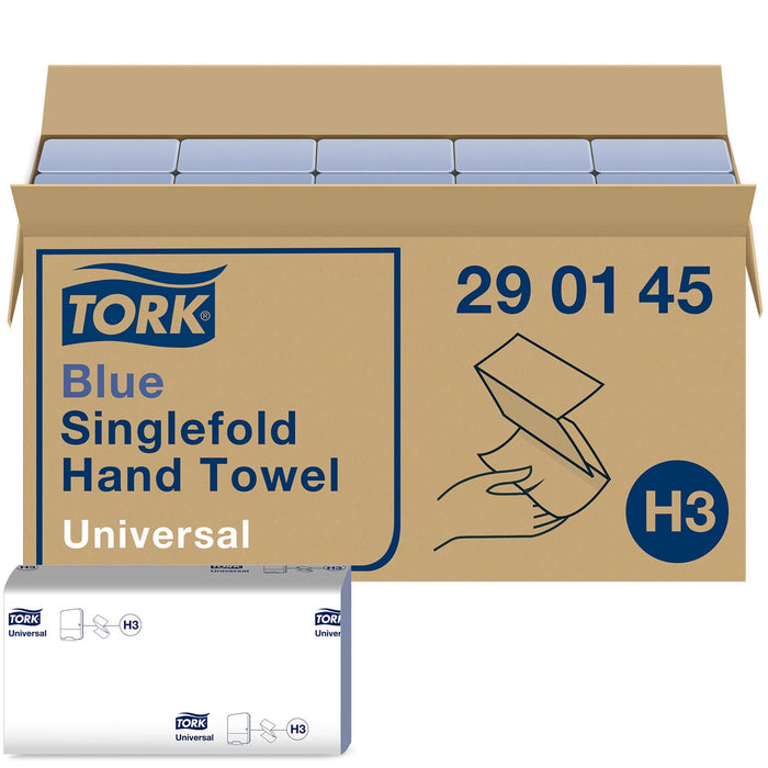 Dark Khaki Tork Singlefold Hand Towel Universal Blue 1Ply - 290145 - 20 x 200 Sheets