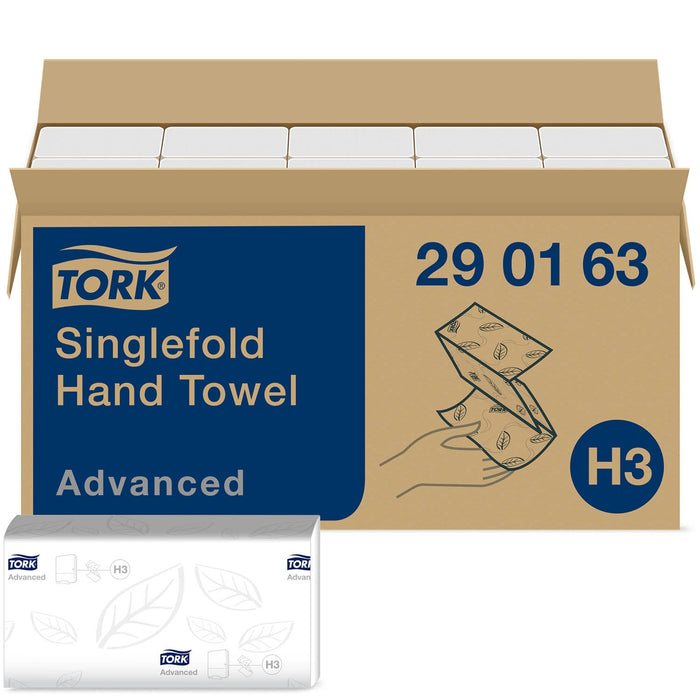 Dark Khaki Tork Singlefold Hand Towel Advanced White - 2Ply - 290163 - 15 x 250
