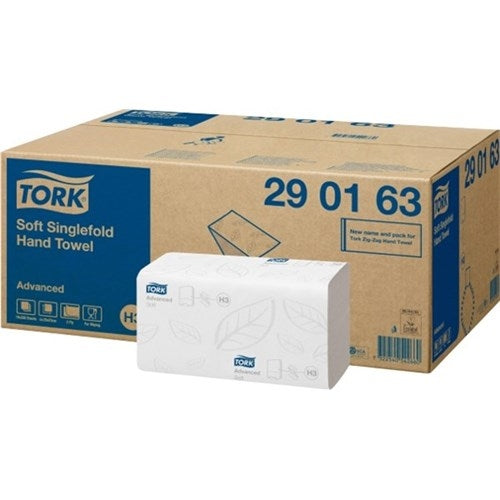 Rosy Brown Tork Singlefold Hand Towel Advanced White - 2Ply - 290163 - 15 x 250