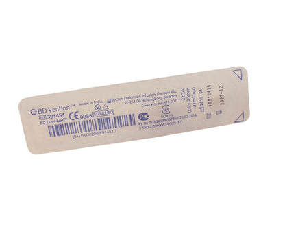Gray BD Venflon Peripheral IV Catheter Ported 22G, 25mm  (Single) Winged