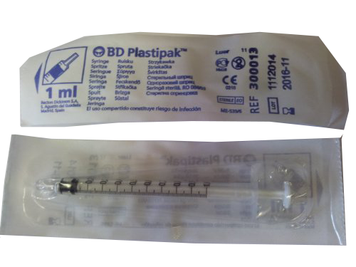 Light Slate Gray BD Plastipak™ 1ml Concentric Luer Slip Syringe,3 piece, W/O needle,  Box of 120