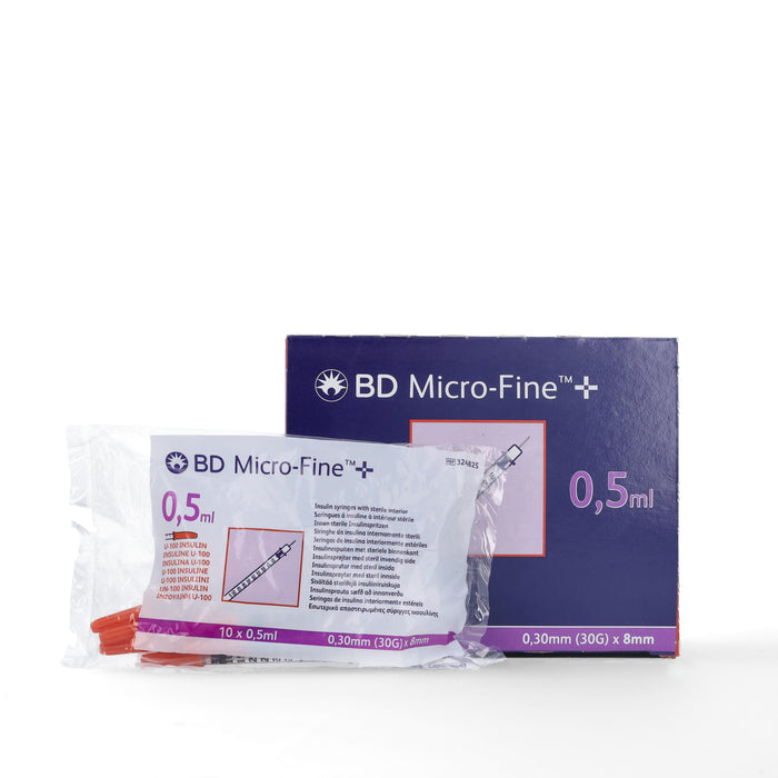 Dark Slate Gray BD Micro Fine+ 0.5ml Insulin Syringe & Needle 30g x 8mm x 100