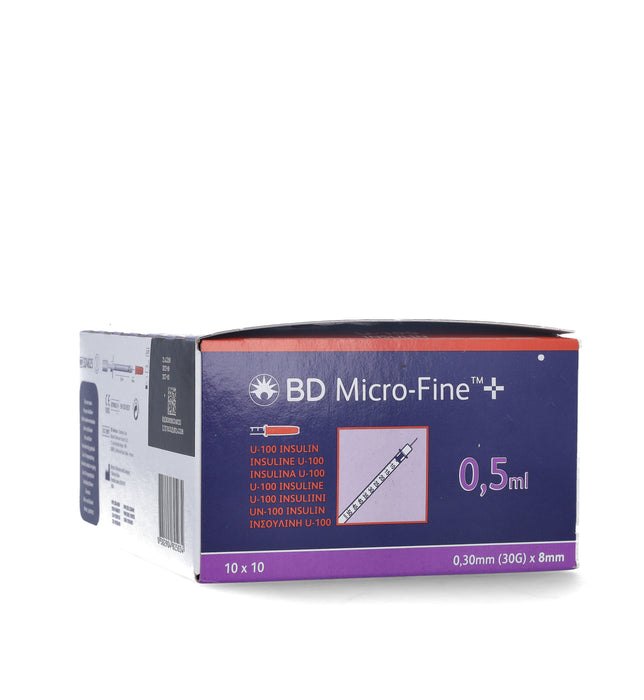 Dark Slate Blue BD Micro Fine+ 0.5ml Insulin Syringe & Needle 30g x 8mm x 100