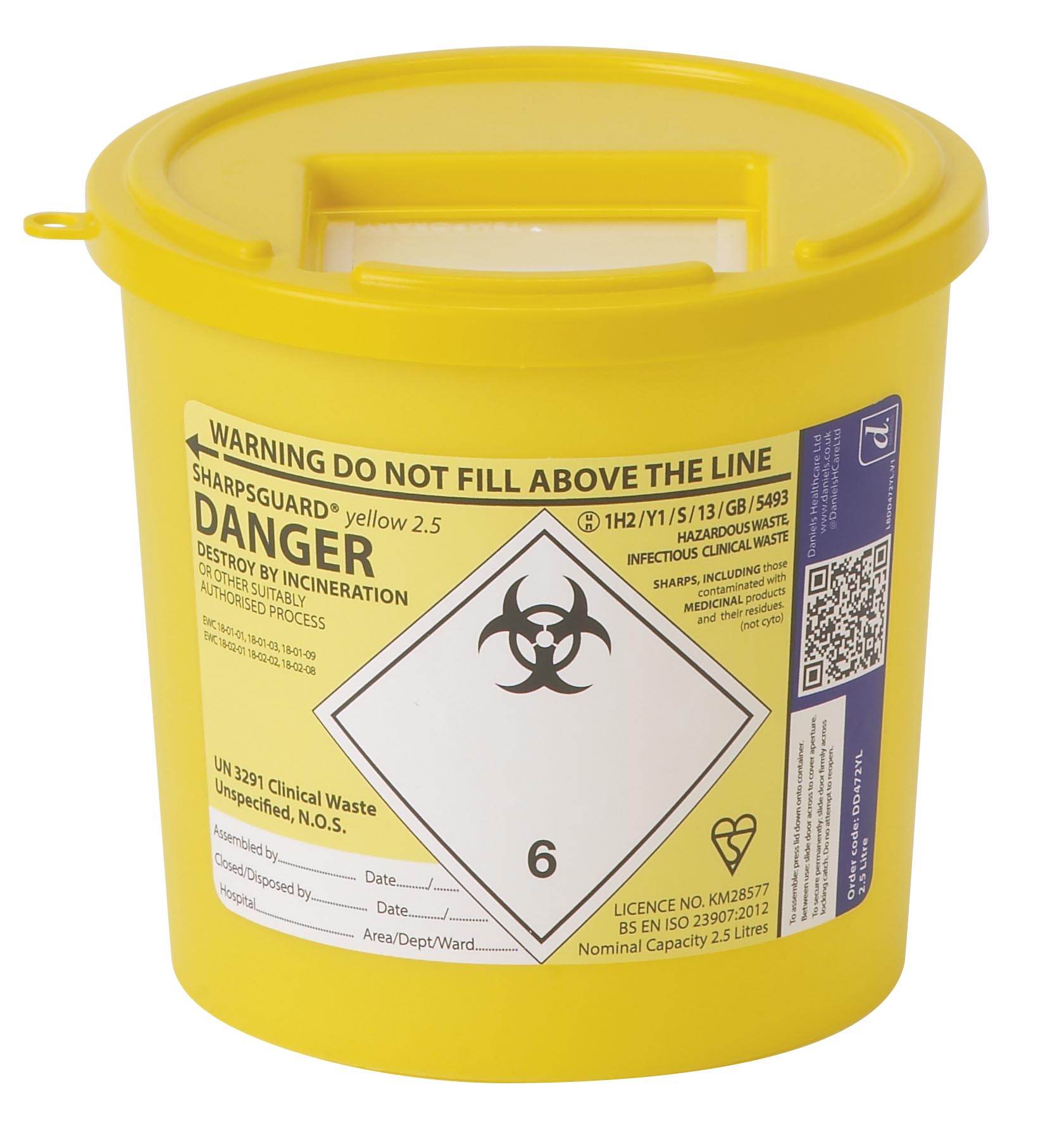 Goldenrod Sharpsguard yellow 2.5 Ltr Sharps Bin