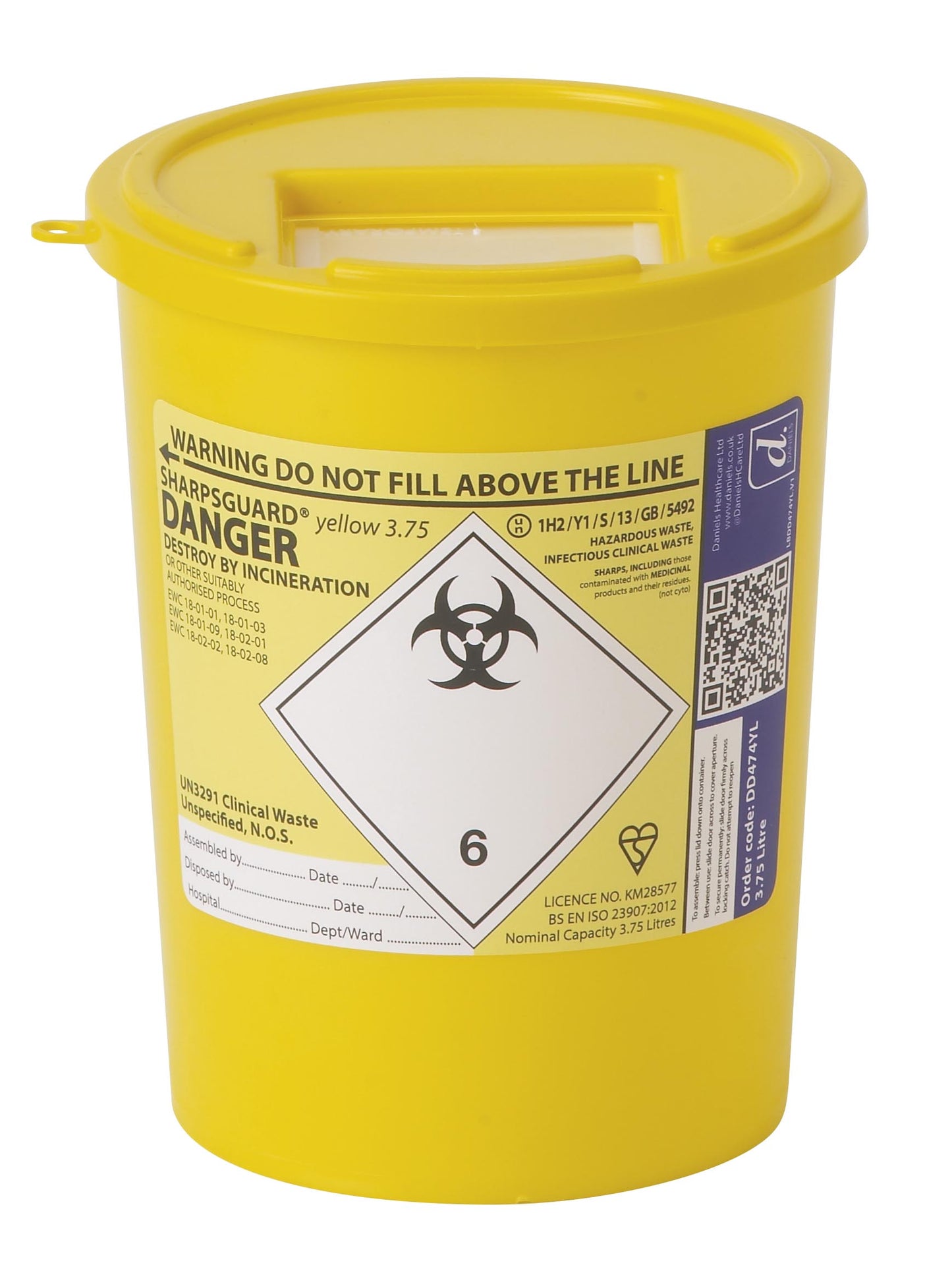 Goldenrod Sharsguard yellow 3.75 Ltr Sharps Bin