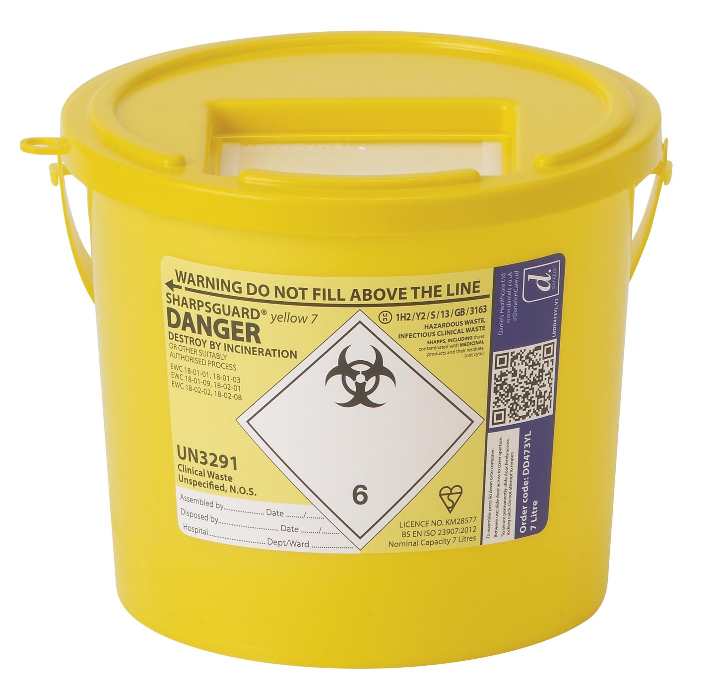 Goldenrod Sharpsguard yellow 7 Ltr Sharps Bin