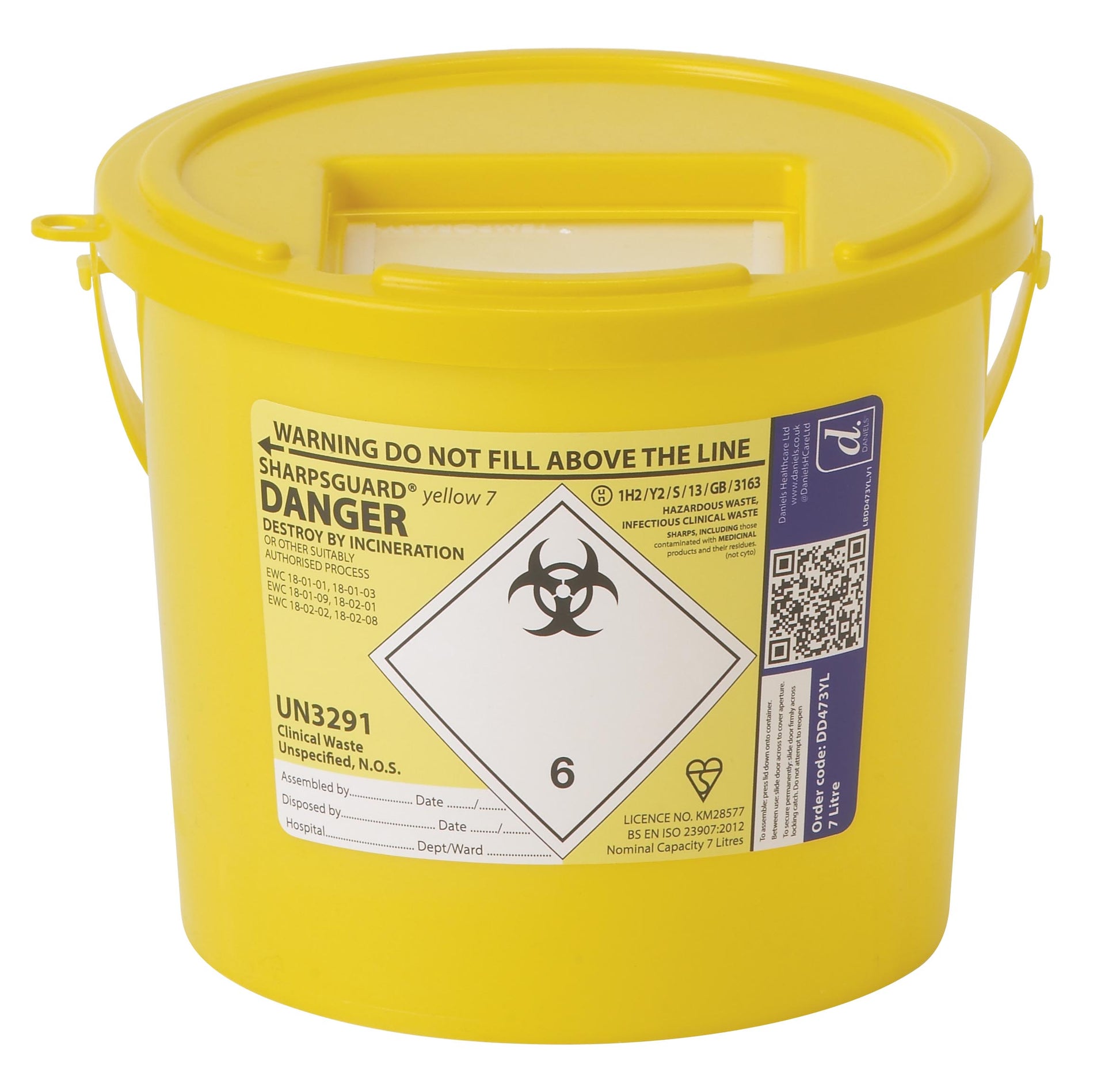 Goldenrod Sharpsguard yellow 7 Ltr Sharps Bin