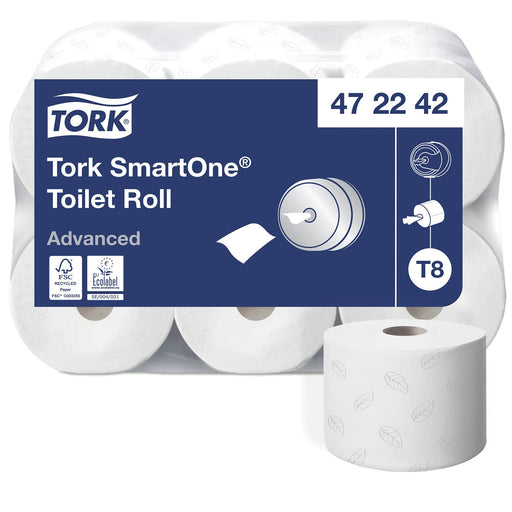 Light Gray Tork SmartOne Toilet Roll Advanced 2Ply - 472242 -  Case of 6 x 1150 Sheets