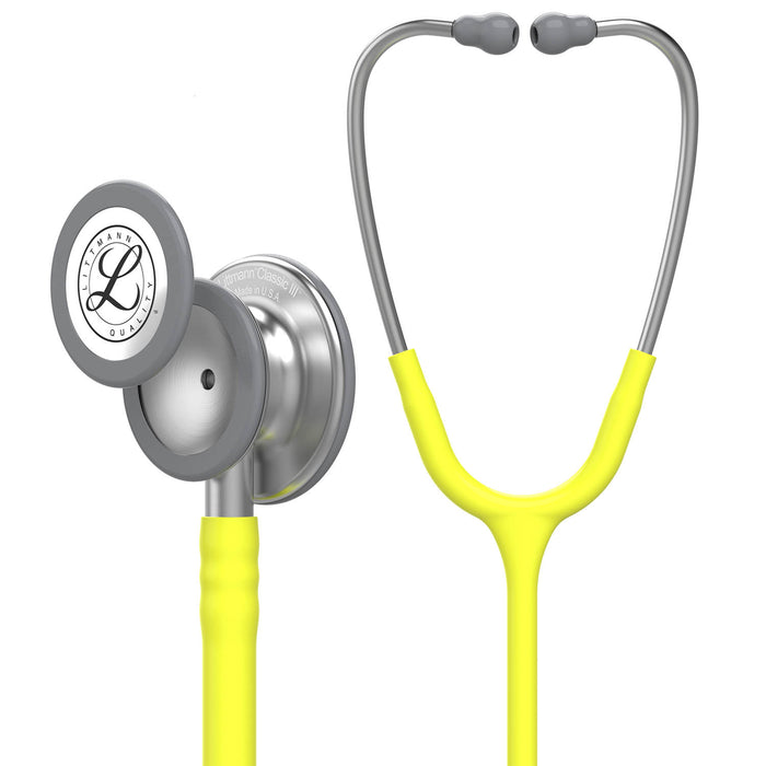 Dark Khaki Littmann Classic III Monitoring Stethoscope: Lemon Lime 5839