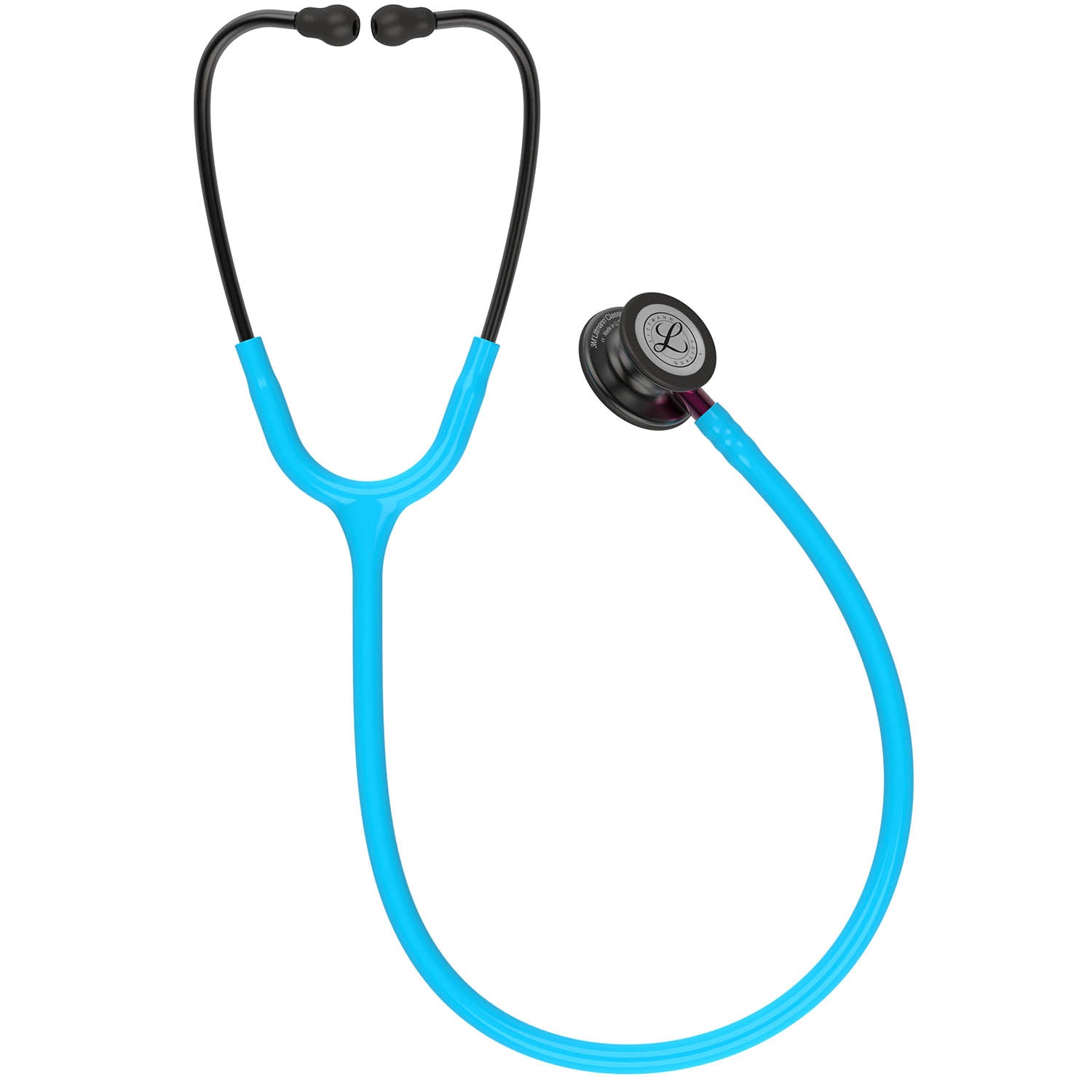 Deep Sky Blue Littmann Classic III Monitoring Stethoscope: Smoke & Turquoise - Pink Stem 5872
