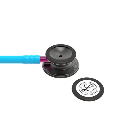 Dark Slate Gray Littmann Classic III Monitoring Stethoscope: Smoke & Turquoise - Pink Stem 5872
