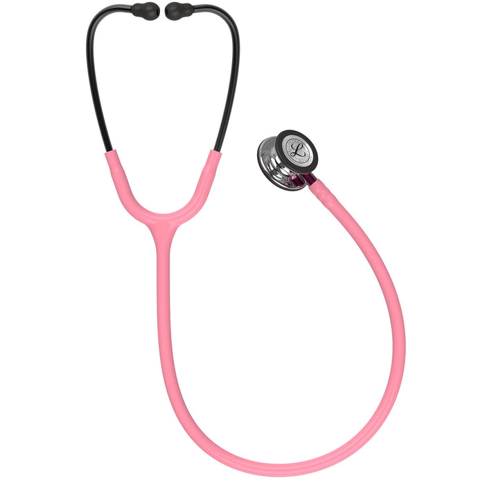Dark Slate Gray Littmann Classic III Monitoring Stethoscope: Mirror & Pearl Pink - Pink Stem 5962