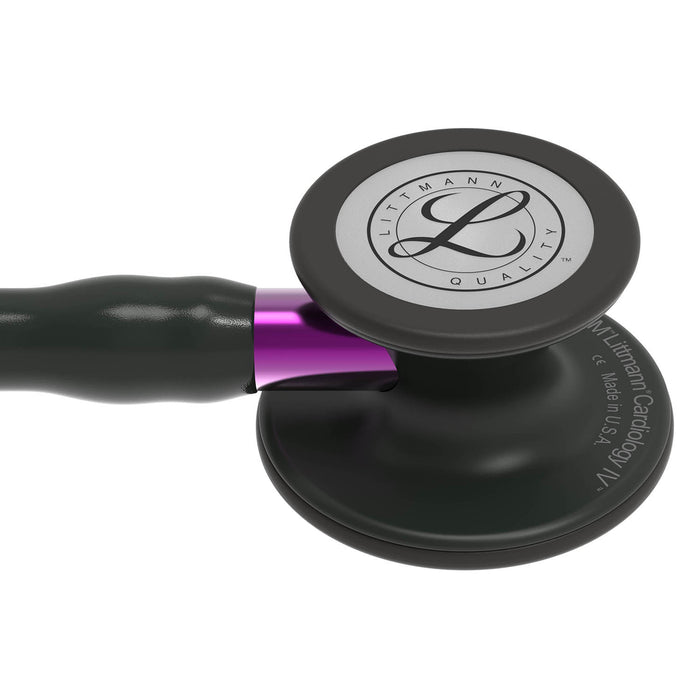 Dark Slate Gray Littmann - Cardiology IV  Stethoscope - Black Tube - Violet Stem - Black Chest Piece - 6203