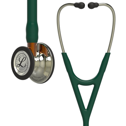 Dark Slate Gray Littmann Cardiology IV Diagnostic Stethoscope: Polished Champagne & Hunter Green - Orange Stem 6206