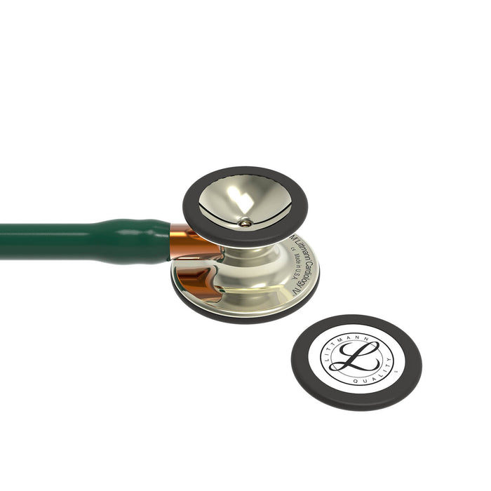 Dark Slate Gray Littmann Cardiology IV Diagnostic Stethoscope: Polished Champagne & Hunter Green - Orange Stem 6206