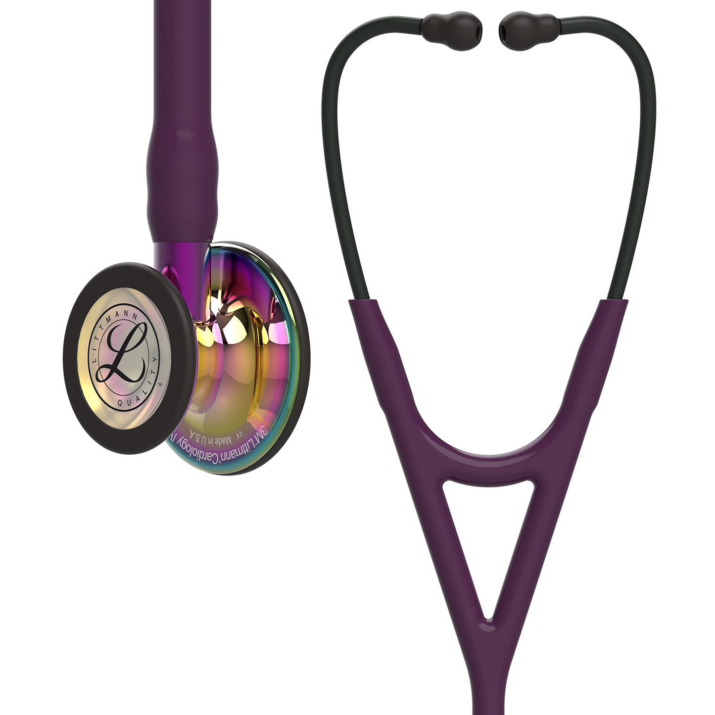 Dark Slate Gray Littmann Cardiology IV Diagnostic Stethoscope: High Polish Rainbow & Plum - Violet Stem 6239