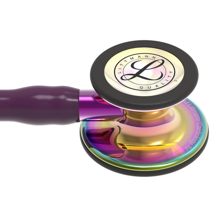 Dark Slate Gray Littmann Cardiology IV Diagnostic Stethoscope: High Polish Rainbow & Plum - Violet Stem 6239
