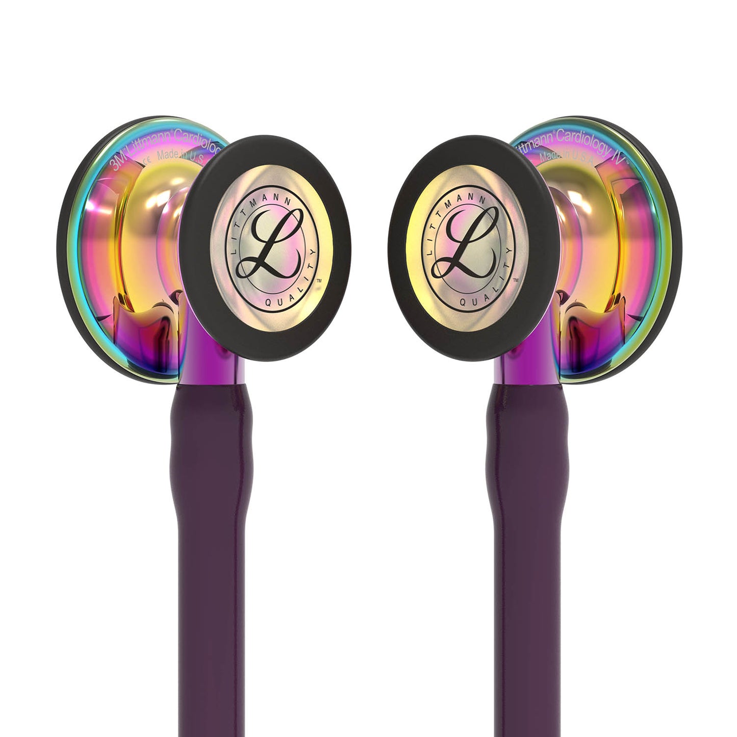 Dark Slate Gray Littmann Cardiology IV Diagnostic Stethoscope: High Polish Rainbow & Plum - Violet Stem 6239