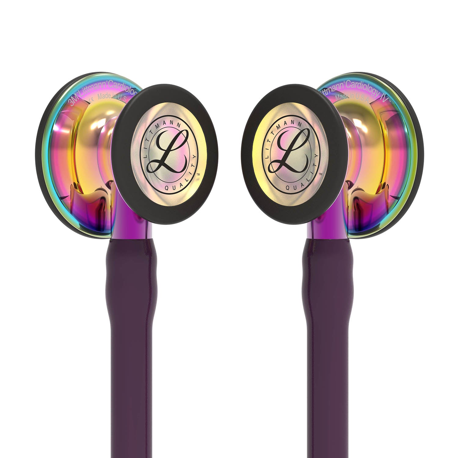 Dark Slate Gray Littmann Cardiology IV Diagnostic Stethoscope: High Polish Rainbow & Plum - Violet Stem 6239