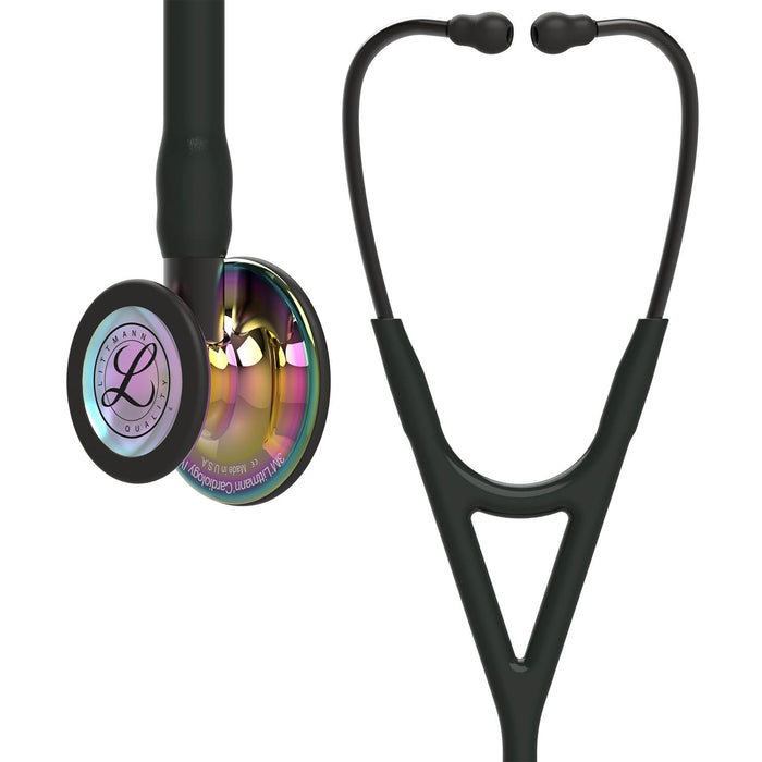 Dark Slate Gray Littmann Cardiology IV Diagnostic Stethoscope: High Polish Rainbow & Black - Smoke Stem 6240