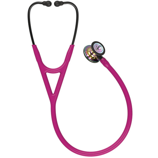 Maroon Littmann Cardiology IV Diagnostic Stethoscope: High Polish Rainbow & Raspberry - Smoke Stem 6241