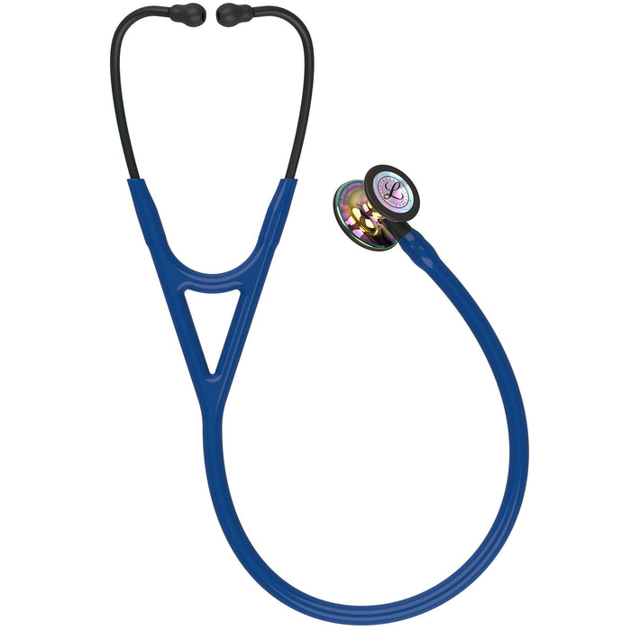 Dark Slate Blue Littmann Cardiology IV Diagnostic Stethoscope: High Polish Rainbow & Navy Blue - Black Stem 6242