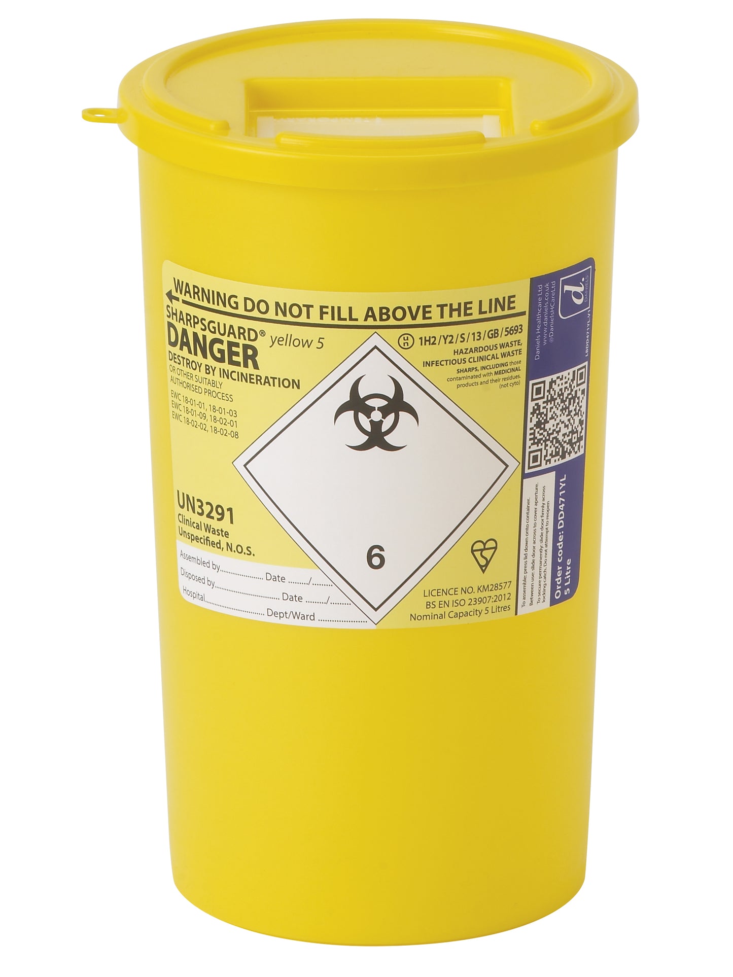 Goldenrod Sharpsguard Yellow 5 Ltr Sharps Bin