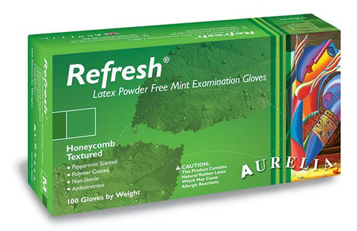Sea Green Aurelia® Refresh® Powder Free Latex Examination Gloves - Peppermint - 100