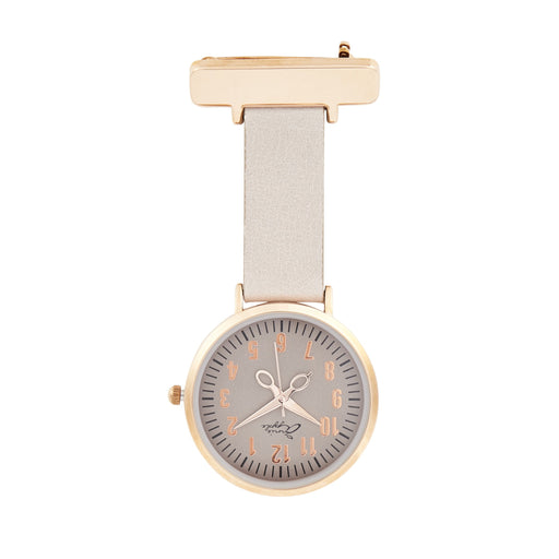 Gray Annie Apple Nurses Fob Watch - Aurora - Rose Gold/Grey, Numbered - Leather - 35mm