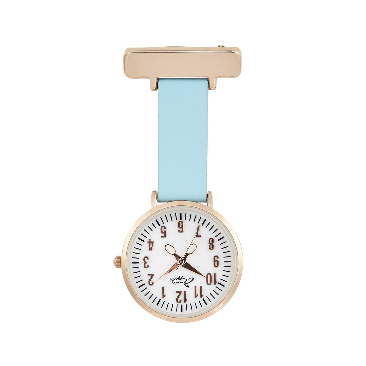 Annie Apple Nurses Fob Watch - Aurora - Pearl/Rose Gold/Blue - Leather ...