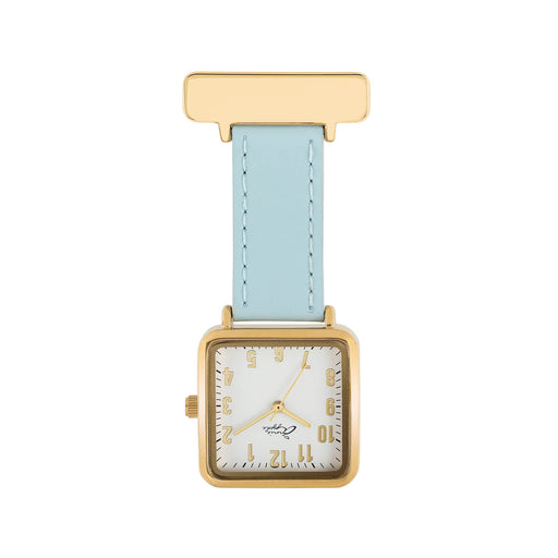 Light Gray Annie Apple Nurses Fob Watch - Eunoia - White/Gold/Blue - Leather - 28mm