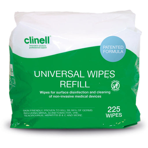 Sea Green Clinell Universal Sanitising Wipes Per Bucket 225 Refill