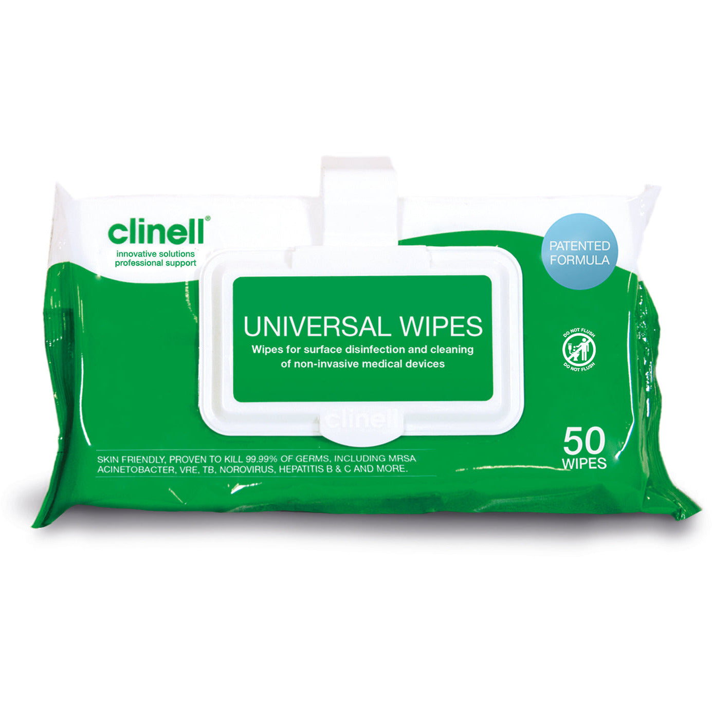 Clinell Universal Wipes Clip Pack 50 – Medscope