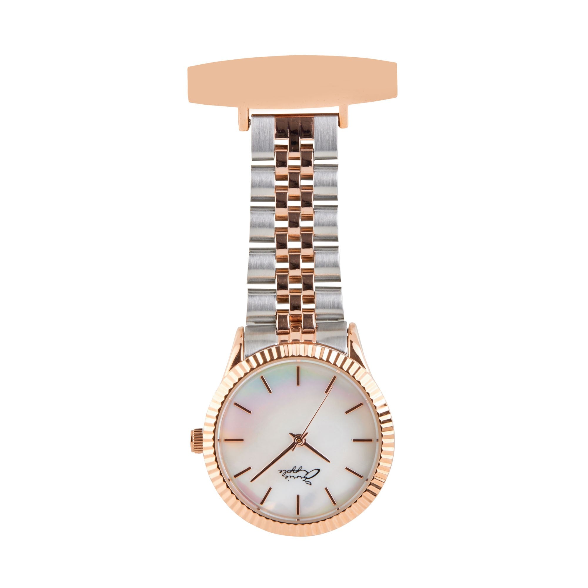 Annie Apple Nurses Fob Watch - Callista - Pearl/Rose Gold/Silver - Lin ...