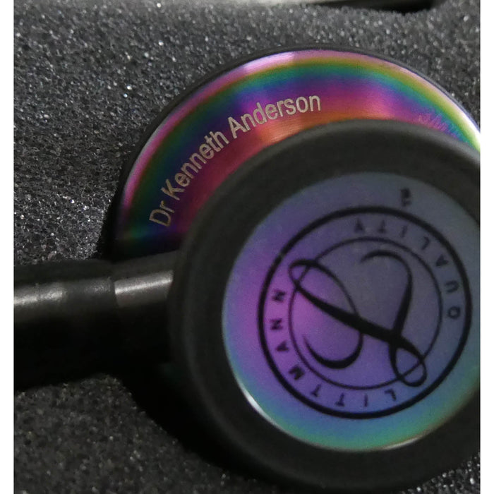 Dark Slate Gray 3M Littmann Cardiology IV Stethoscope - Black - Rainbow Chestpiece - 6165