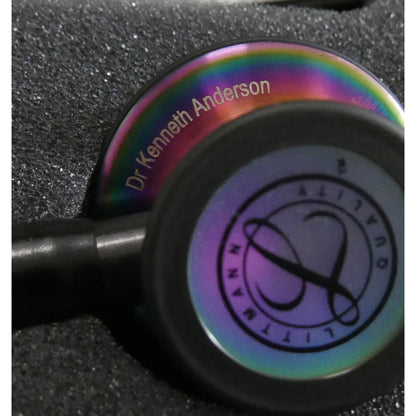 Dark Slate Gray Littmann Cardiology IV Diagnostic Stethoscope: High Polish Rainbow & Plum - Violet Stem 6239