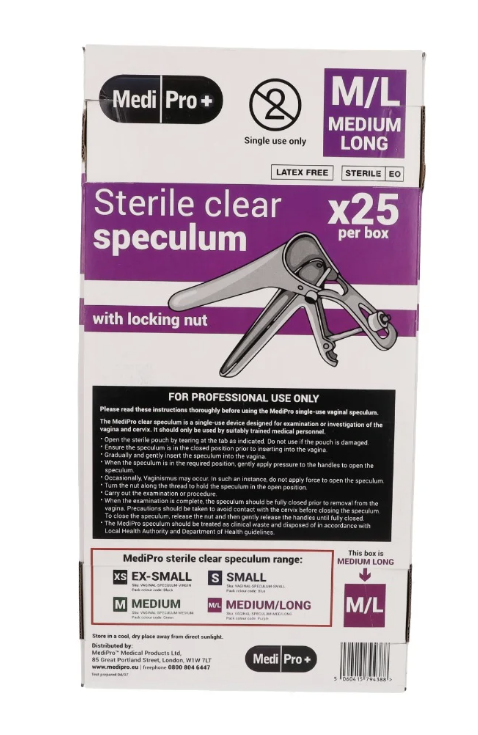 Light Gray Medipro Vaginal Speculum with Lock - Box of 25 - Medium Long