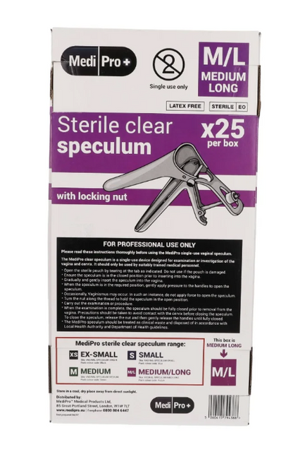 Light Gray Medipro Vaginal Speculum with Lock - Box of 25 - Medium Long
