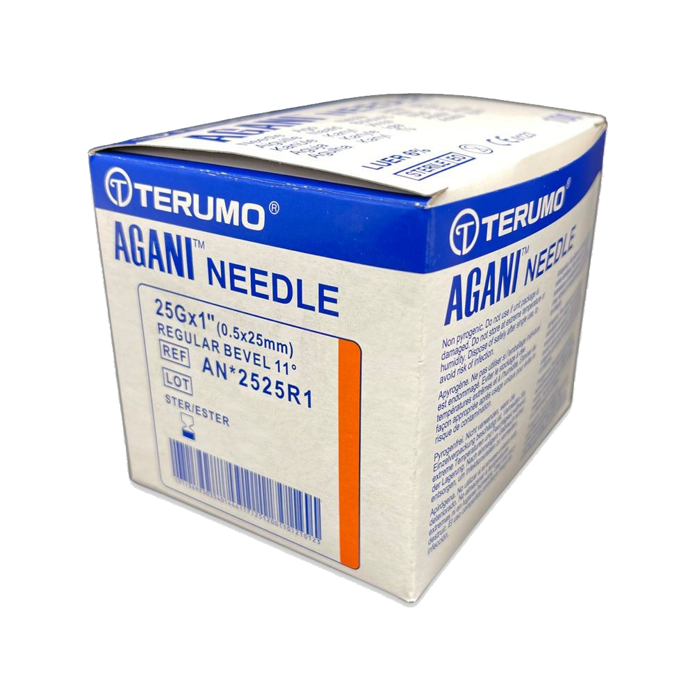 Light Gray Terumo AGANI Needle 25G x 1" x 100 - ORANGE