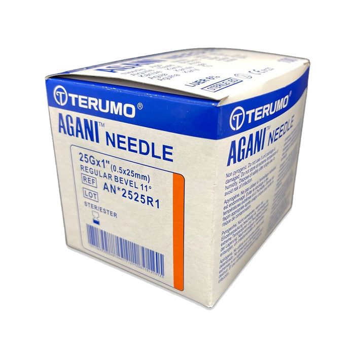 Light Gray Terumo AGANI Needle 25G x 1" x 100 - ORANGE