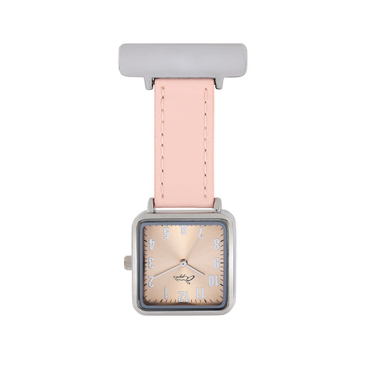 Light Gray Annie Apple Nurses Fob Watch - Eunoia - Rose Gold/Silver/Pink - Leather - 28mm