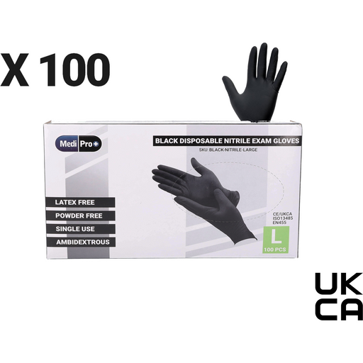 Light Gray MediPro Black Nitrile Gloves - Box of 100