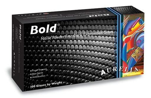 Black Aurelia Bold - Nitrile Powder Free Non-sterile Examination Gloves - Box Of 100