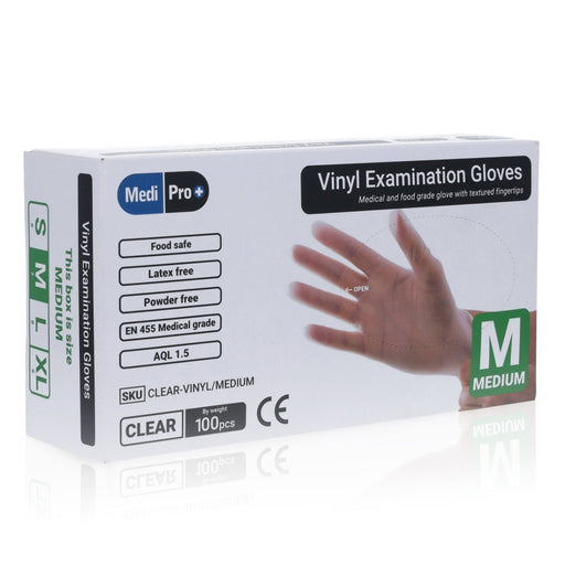 Light Gray Vinyl Gloves Powder Free - Medical Grade Cat III PPE – Box of 100