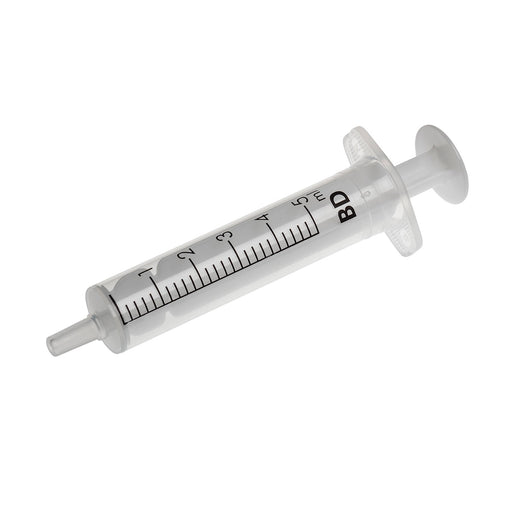 Gray BD Discardit 5ml , 2 piece Eccentric tip syringe - Box of 100