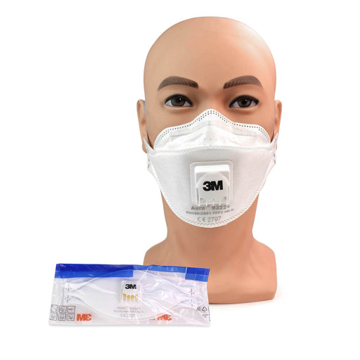Light Gray 3M™ Aura™ 9322+ FFP2 Valved Respirator Face Mask - Box of 10