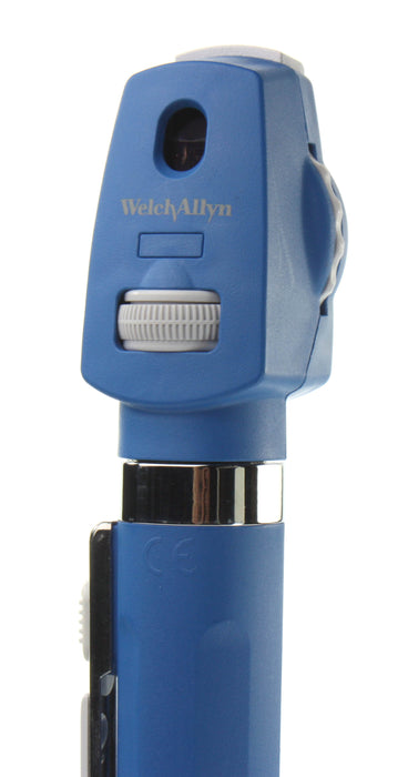 Steel Blue Welch Allyn Pocket Plus LED Ophthalmoscope - Blue with Handle & Soft Case