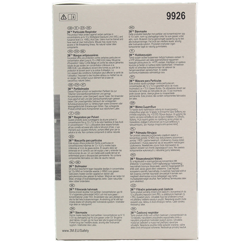 3M™ Particulate Respirator Face Mask FFP2 Valved - 9926 - Box of 10 ...