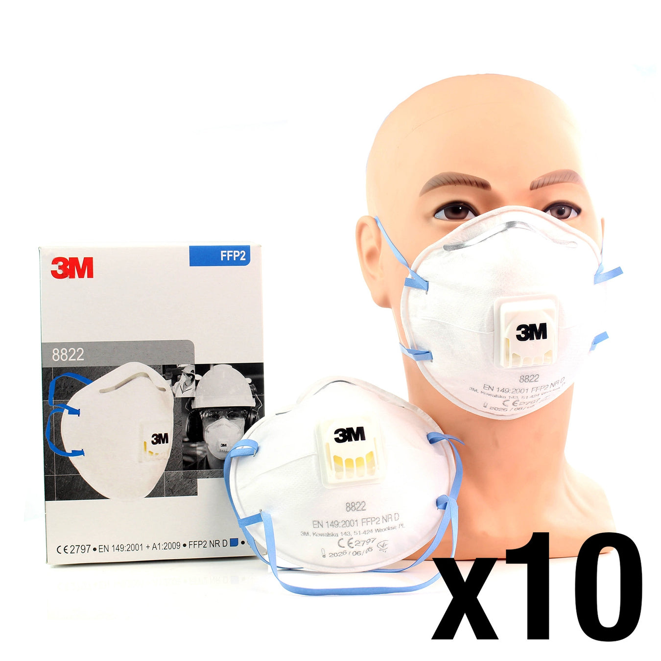 Antique White 3M™ Disposable Respirator Face Mask FFP2 - 8822 - Box of 10